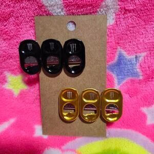 Black and Yellow Monster Tab Hair Clips Set